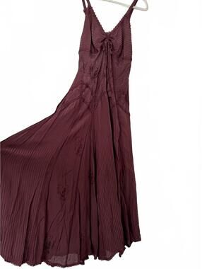 Boho Fairy Maxi Dress by Flower in Burgundy with Eyelet Lace Trim - NWT